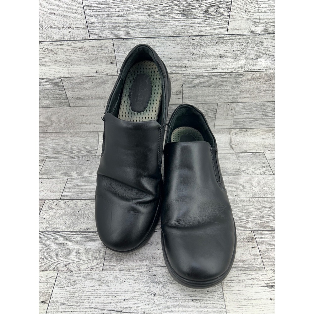 Born Shoes Black‎ Leather Slip On Loafers Mules Comfort Size 9.5 W32524